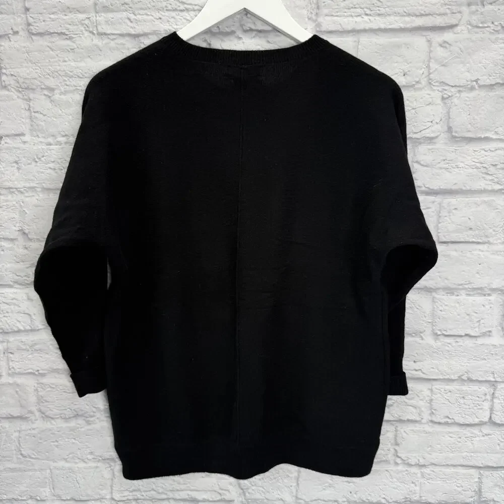 J.Crew 100% Italian Cashmere Sweater Size XS Oversized Black Long Sleeve